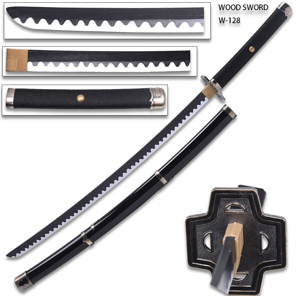 Detailed Yubashiri wooden Sword inspired by Roronoa Zoro for One Piece collector shelves and gaming room décor
