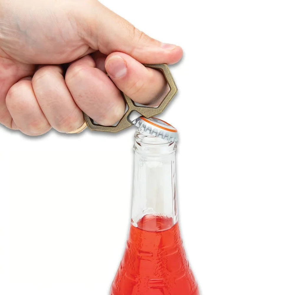 Premium Rugged Brass Knuckle Bottle Opener - EDC Tool with high- quality metal.