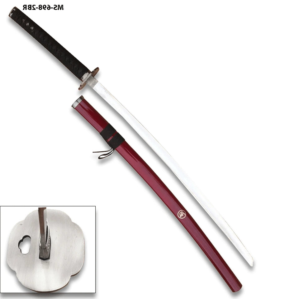 Rurouni Kenshin Reverse Blade Katana display collectible inspired by Kenshin Himura featuring an elegant stainless steel finish with a premium burgundy wooden scabbard for anime collectors and cosplay enthusiasts