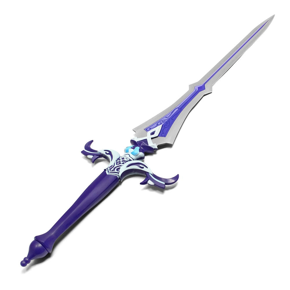 Full-length Sacrificial Sword Genshin Impact display collectible featuring premium stainless steel construction, decorative display finish, intricate fantasy-inspired craftsmanship, and collector-quality presentation for gaming rooms, cosplay photography, and anime collections.
