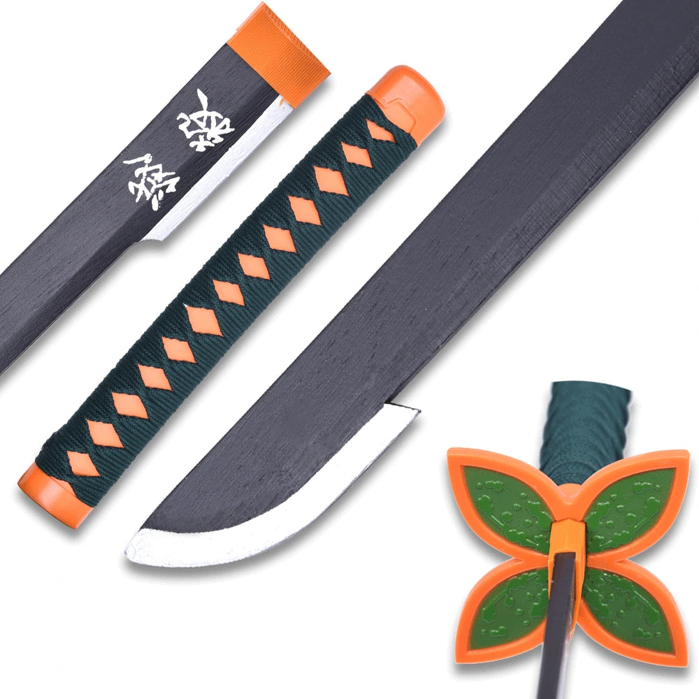 Detailed Demon Slayer Sword inspired by Shinobu Kocho with butterfly guard for anime rooms and photography