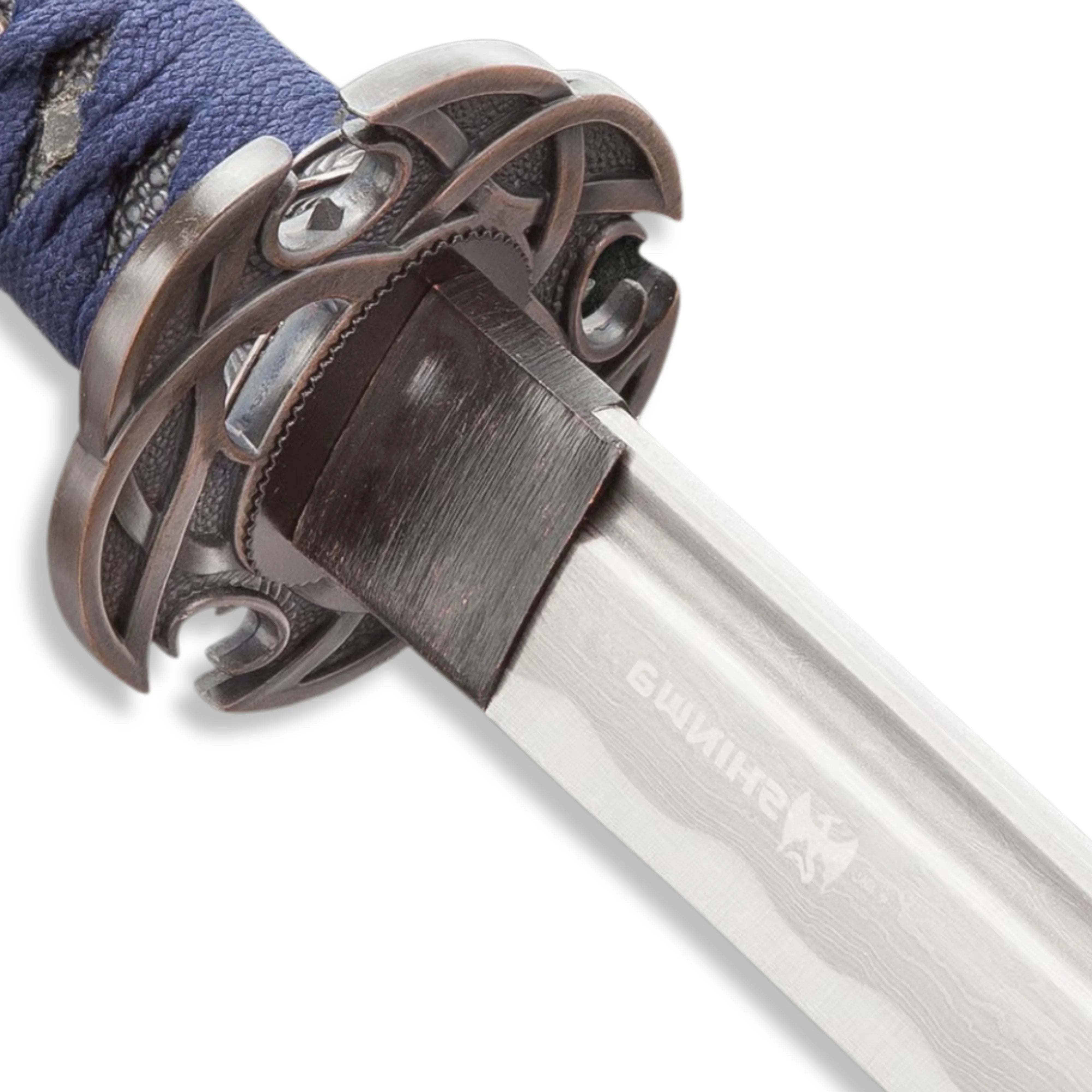 Premium Shinwa Blue Knight Handmade Katana Samurai Damascus Sword with Damascus steel.