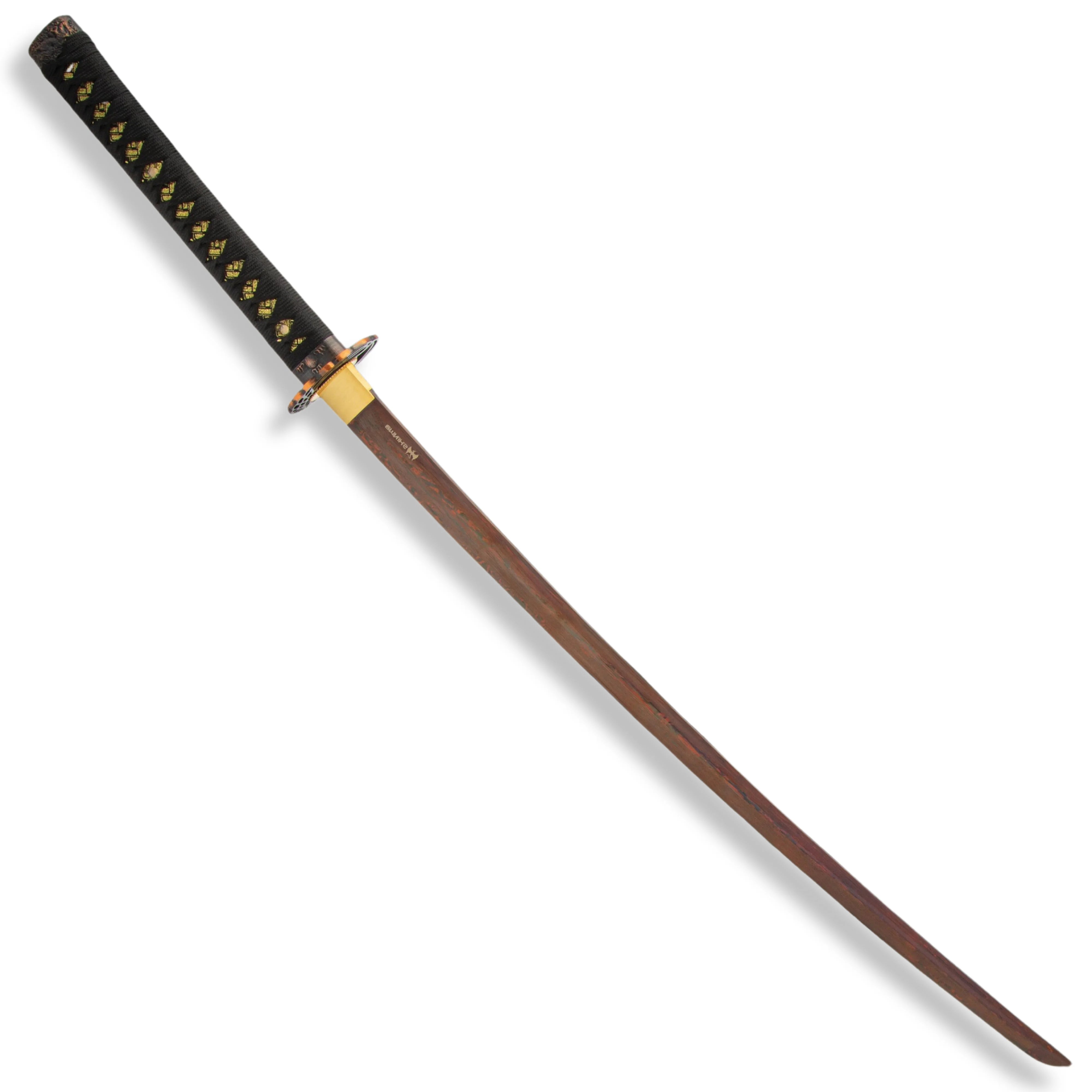 Premium Shinwa Ebony Tachi Katana Black Damascus Sword with damascus steel.