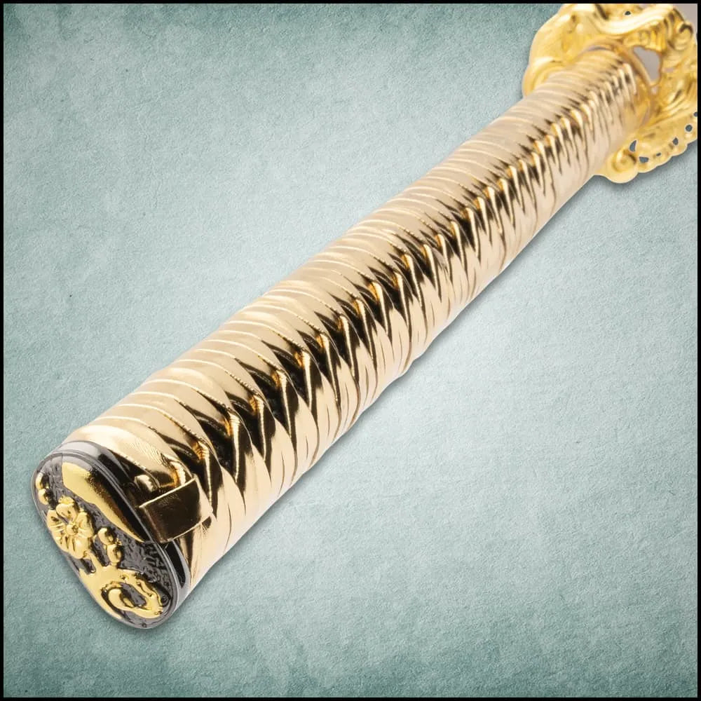 Shinwa Golden Knight Odachi sword with 35.5-inch carbon blade and koi tsuba for collection