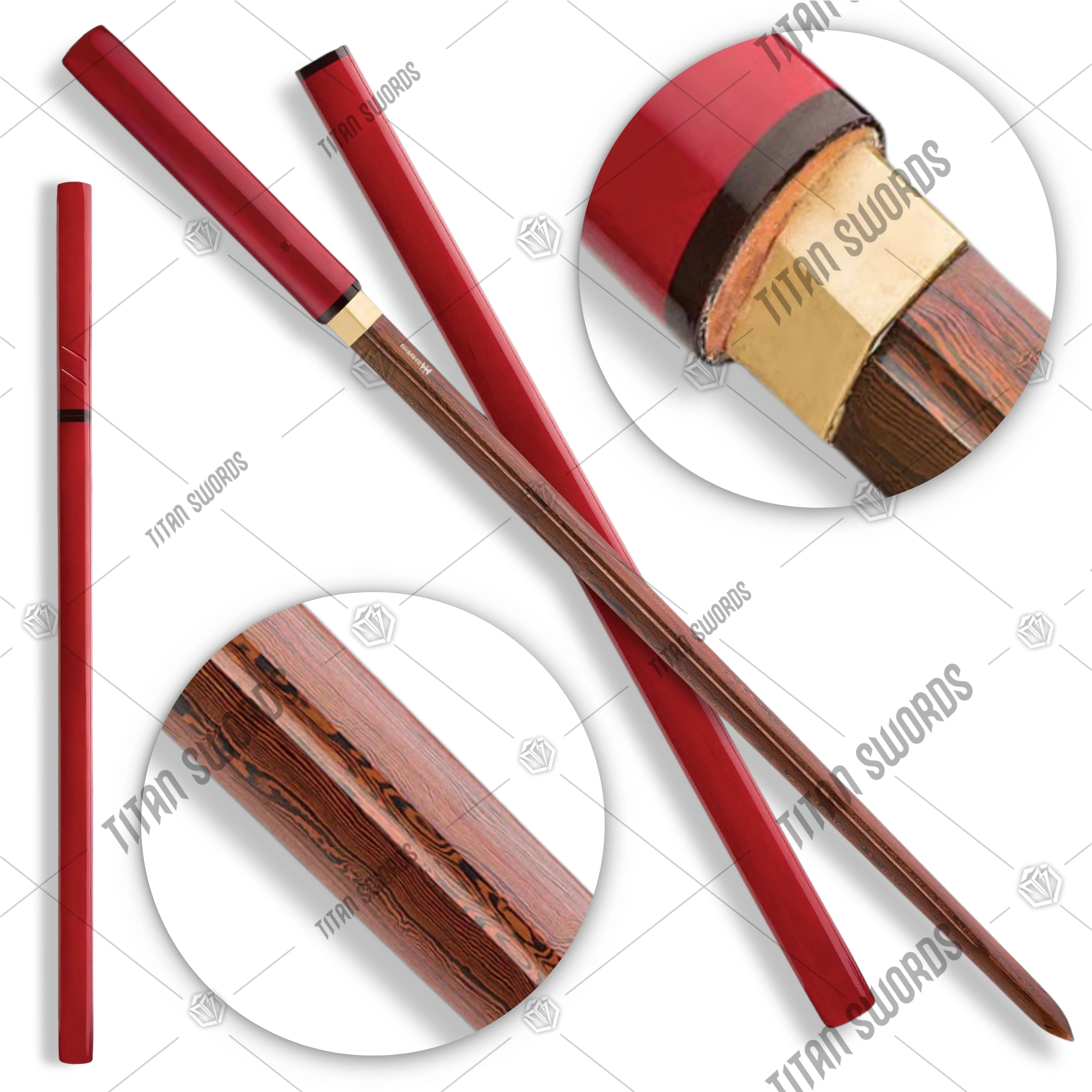 Premium Shinwa ScarletFang Shirasaya Katana Samurai Damascus Sword with damascus steel.