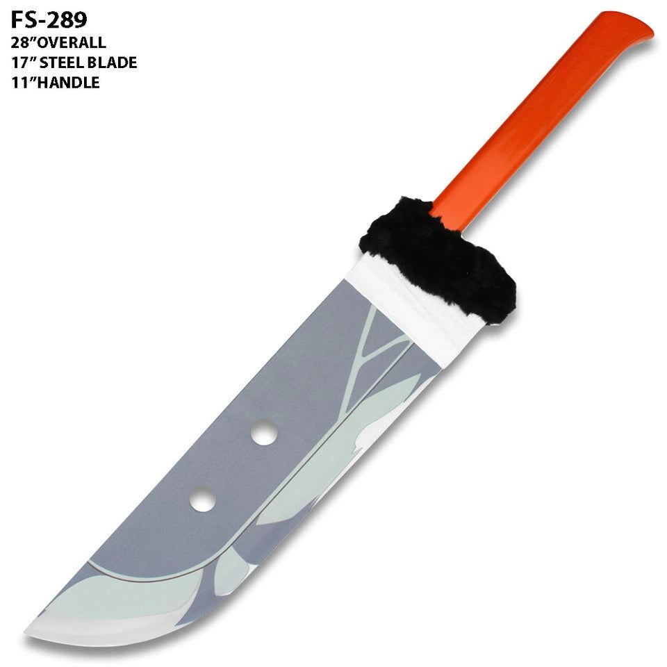 Slaughter Demon display collectible presented with its matching decorative sheath, creating a striking centerpiece for anime collections, gaming room displays, cosplay photography, collector shelves, themed interiors, and convention exhibitions inspired by Jujutsu Kaisen.