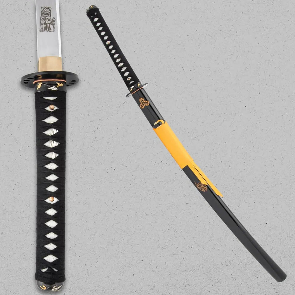 Sokojikara Bride's katana with 28.5-inch 1095 carbon blade and yellow scabbard for collection