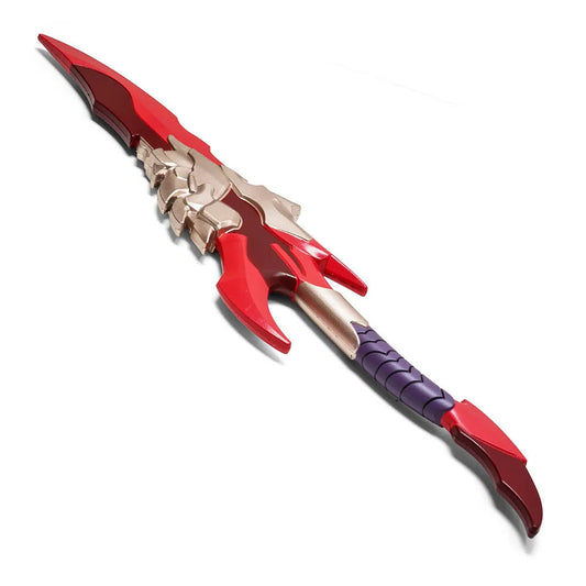 Solo Leveling Kamish dagger foam replica full view with red blue gold accents