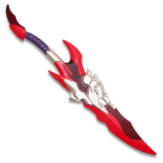 Solo Leveling Kamish dagger foam replica full view with red blue gold accents