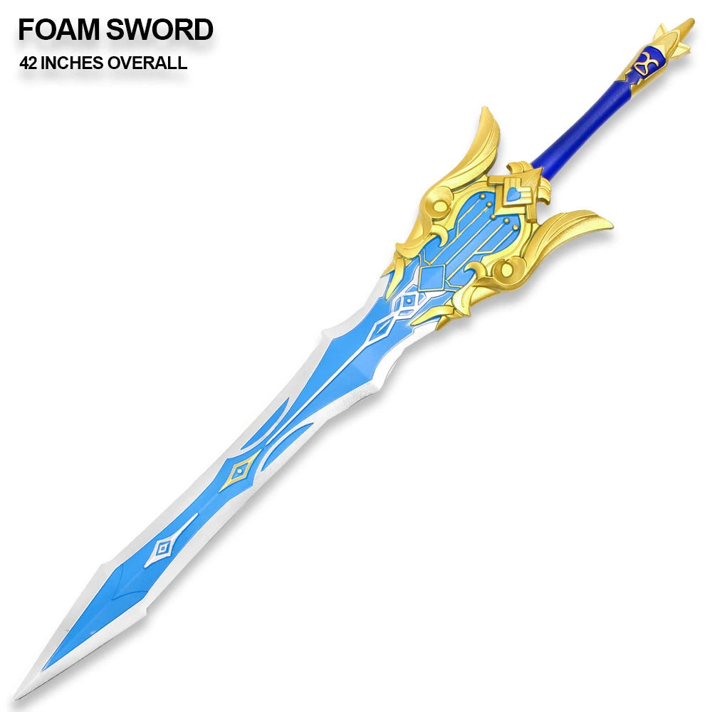 Fantasy-inspired Song of Broken Pines Foam Sword associated with Eula from Genshin Impact for display collections, conventions, and cosplay
