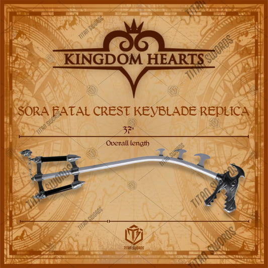 Premium Sora Fatal Crest Dragon Keyblade Replica Kingdom Hearts with stainless steel blade.