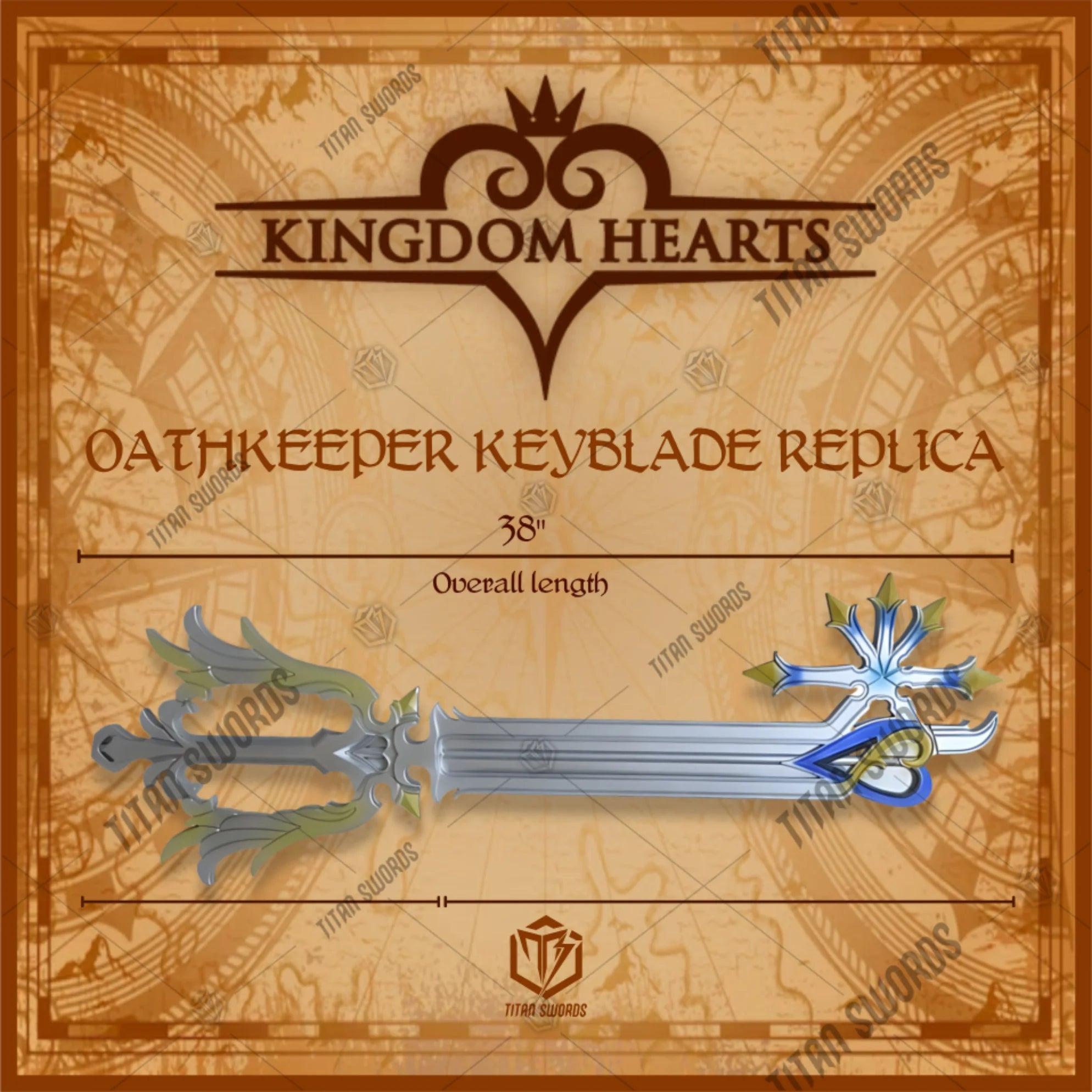 Premium Sora Oathkeeper Keyblade Replica Kingdom Hearts with high-density foam blade.