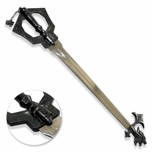 Sora Keyblade guard close-up with lion chain charm – Kingdom Hearts Sleeping Lion prop replica detail