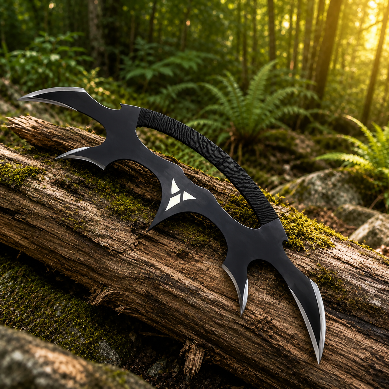 Klingon Bat'leth prop replica full view with detail inset – Star Trek display collectible