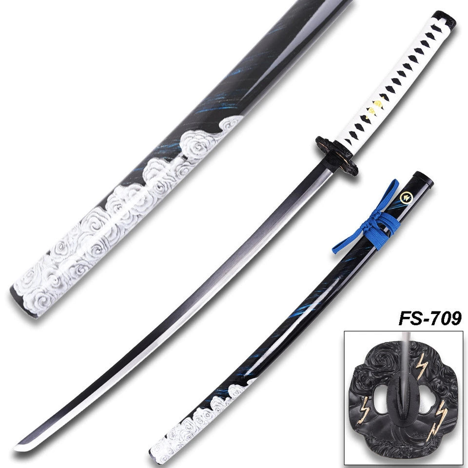 Ghost of Tsushima katana collectible with traditional wrapped handle and decorative scabbard