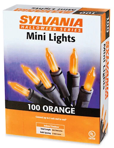 Sylvania 100 Count Orange Halloween Lights, Black Wire Indoor Outdoor String Lights Titan Swords