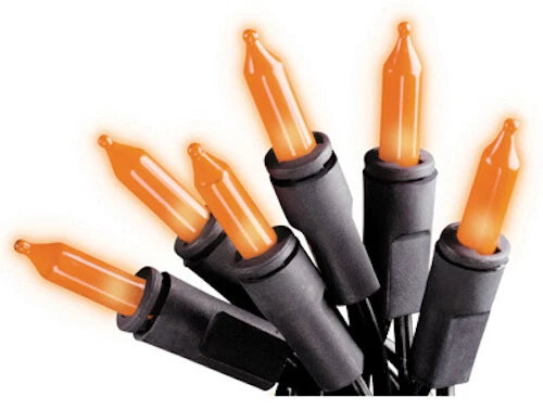 Sylvania Orange Halloween String Lights 100 Count Black Wire Porch Yard Decor
