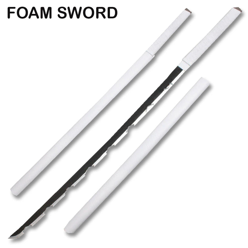 Tanjiro anime katana collectible showing lightweight foam blade, sculpted handle and decorative hand guard with scabbard