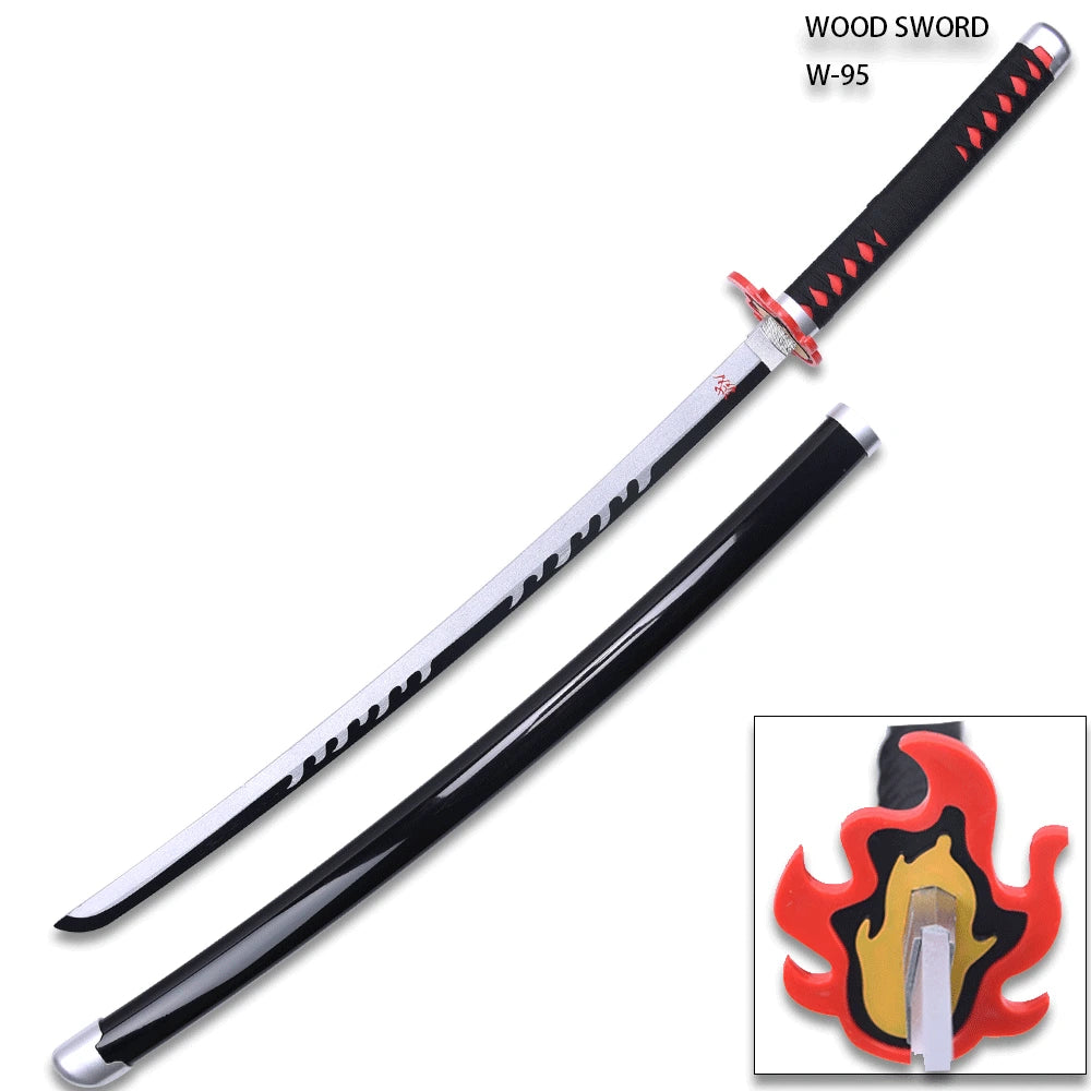 Tanjiro Kamado Nichirin Sword with black-and-silver finish and coordinated scabbard for Demon Slayer fan displays