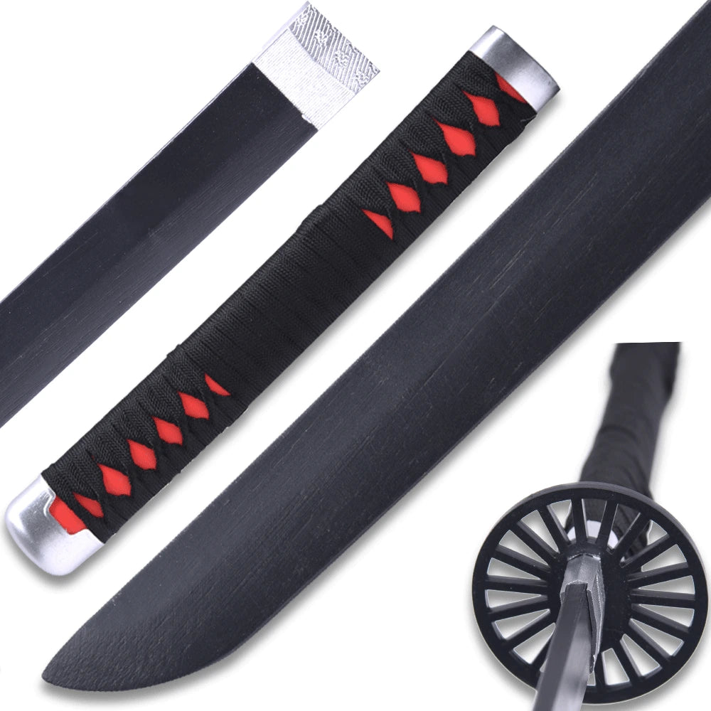 Tanjiro Kamado wooden Sword with black display finish and matching scabbard for Demon Slayer collectors and fans
