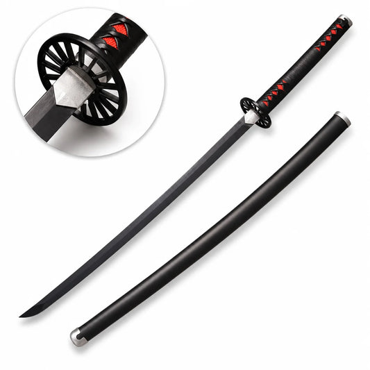 Tanjiro Kamado Nichirin Sword prop replica tsuba guard and cord-wrapped handle close-up – Demon Slayer collectible