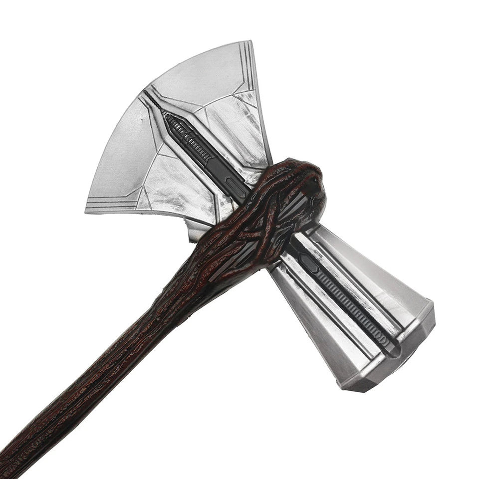 Oversized Thunder Lord Foam Axe Display Collectible crafted from lightweight high-density foam with reinforced fiberglass core and realistic fantasy-inspired decorative detailing