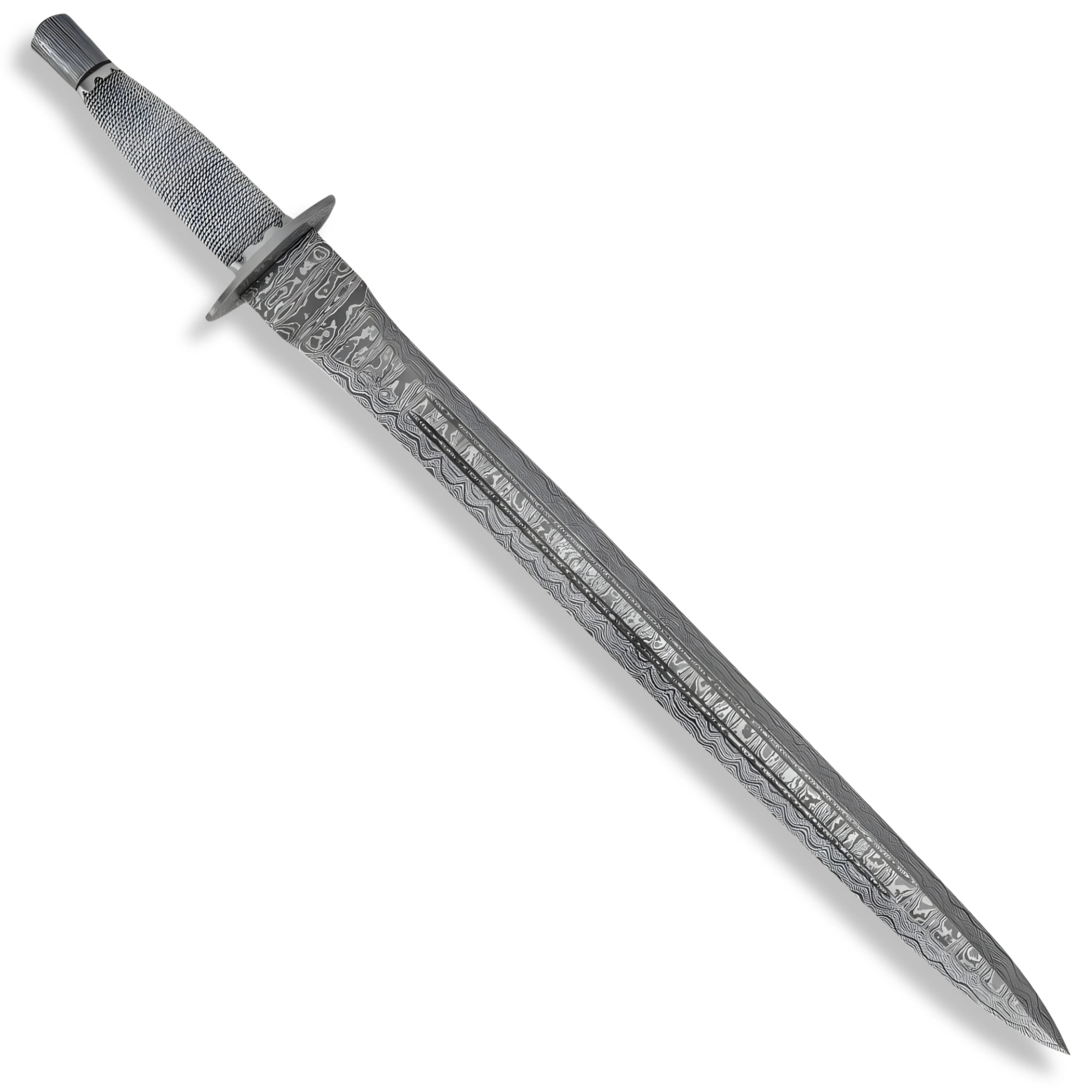Premium Timber Wolf Middle Ages Medieval Damascus Steel Sword with damascus steel.