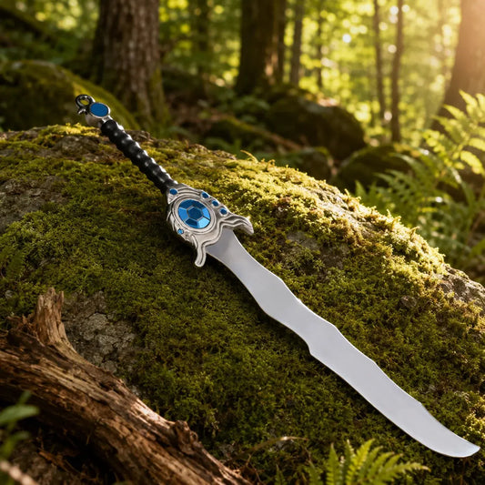 Tryndamere Freljord Sword prop replica League of Legends display collectible on white background with guard close-up
