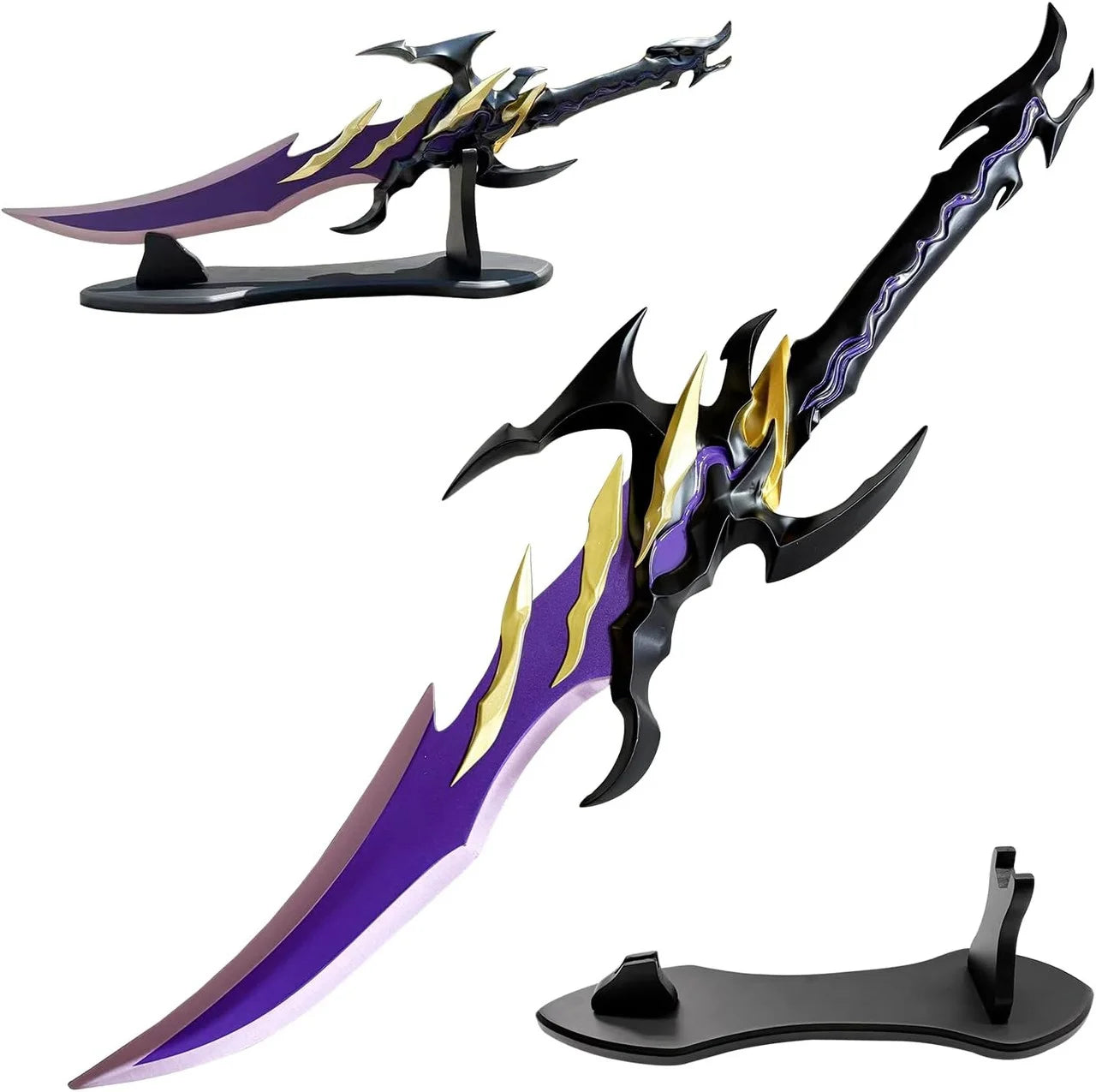 Voidstrike Shadow Serpent anime replica sword showing full dimensions: 24.6 in / 62.5 cm total length, handle 10.6 in / 27 cm, blade 14 in / 35.5 cm, weight 2.42 lb / 1.1 kg on white background