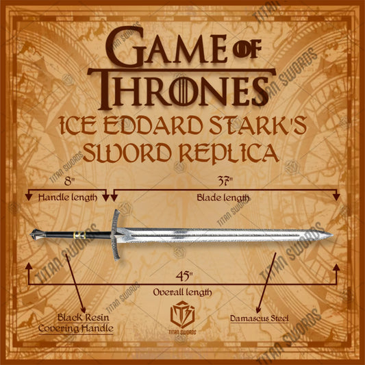 Premium Winter's Honor Ice Eddard Starks Sword GOT Replica with damascus steel.