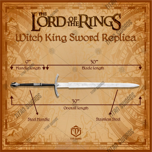 Premium Witch King Nazgûl Dominion Sword Replica LOTR with Ebony Stand