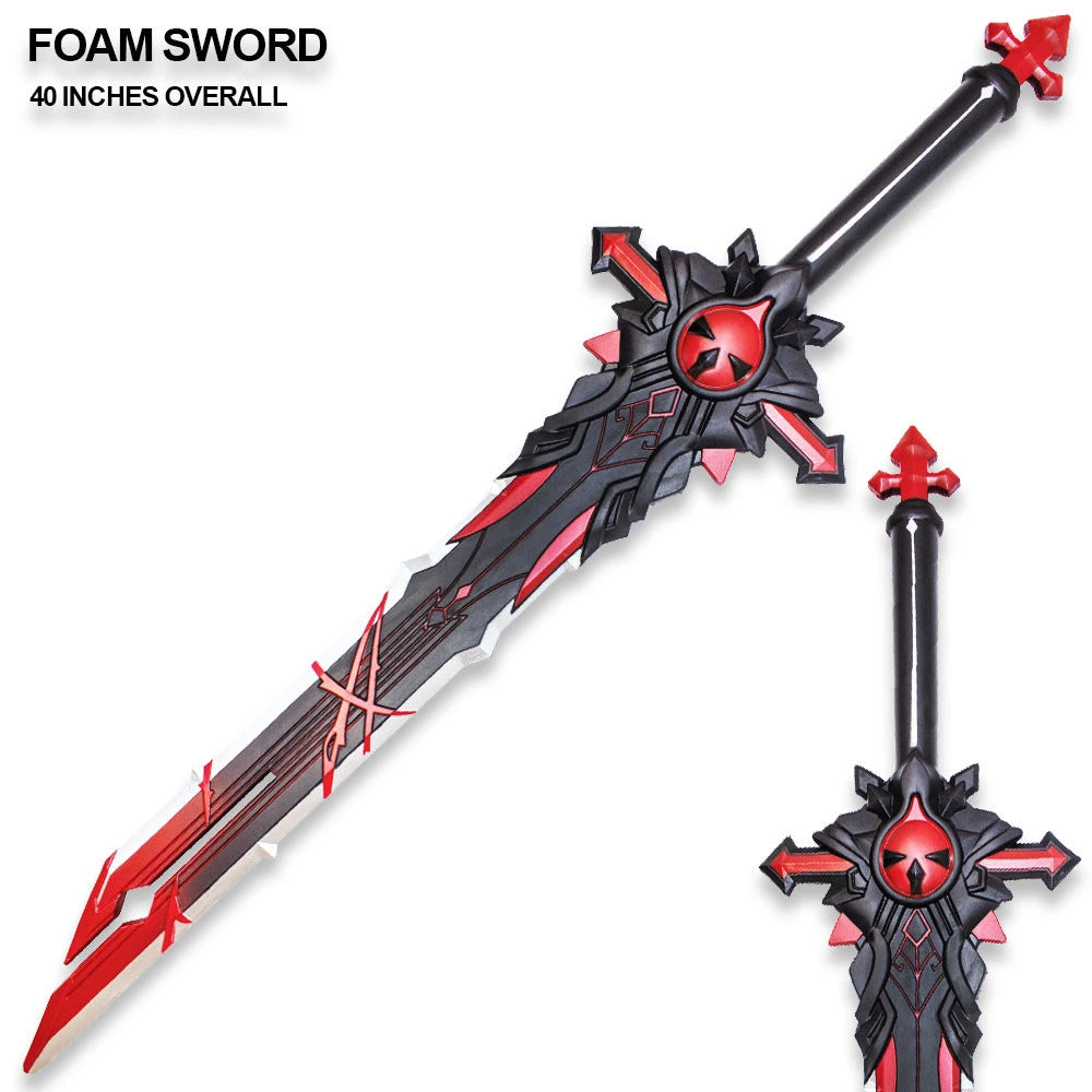 Lightweight Wolf’s Gravestone Foam Sword presented as a Diluc cosplay accessory for conventions and fantasy photography