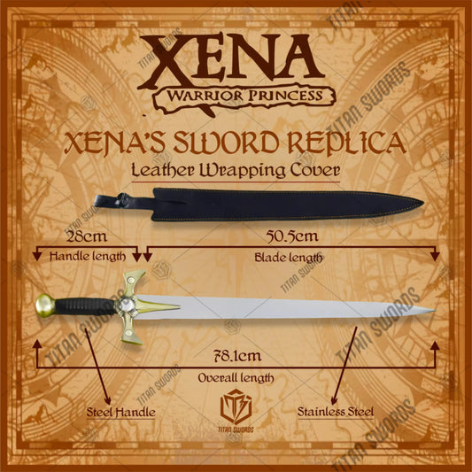 Premium Xena Warrior Princess Sword Replica with stainless steel blade.