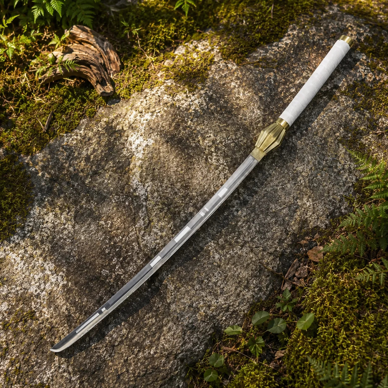 Close-up blade detail of Zaraki Kenpachi prop replica – decorative display finish and fuller groove