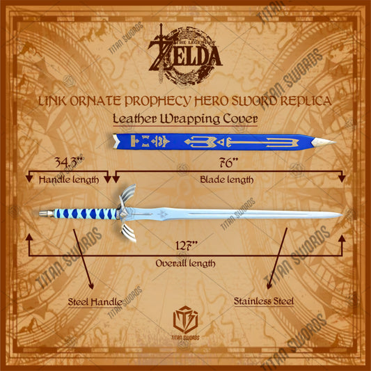Premium Zelda Link Master Sword and Hylian Shield Replica Set with display stand